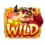 Símbolo Wild do Fortune Ox, Boi Dourado, paga 20x três em linha. PG Soft.