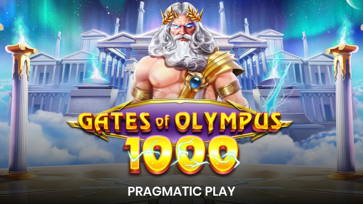 Gates of Olympus 1000 da Pragmatic Play com grade 6x5 e multiplicadores dourados de Zeus de ate 1.000x.