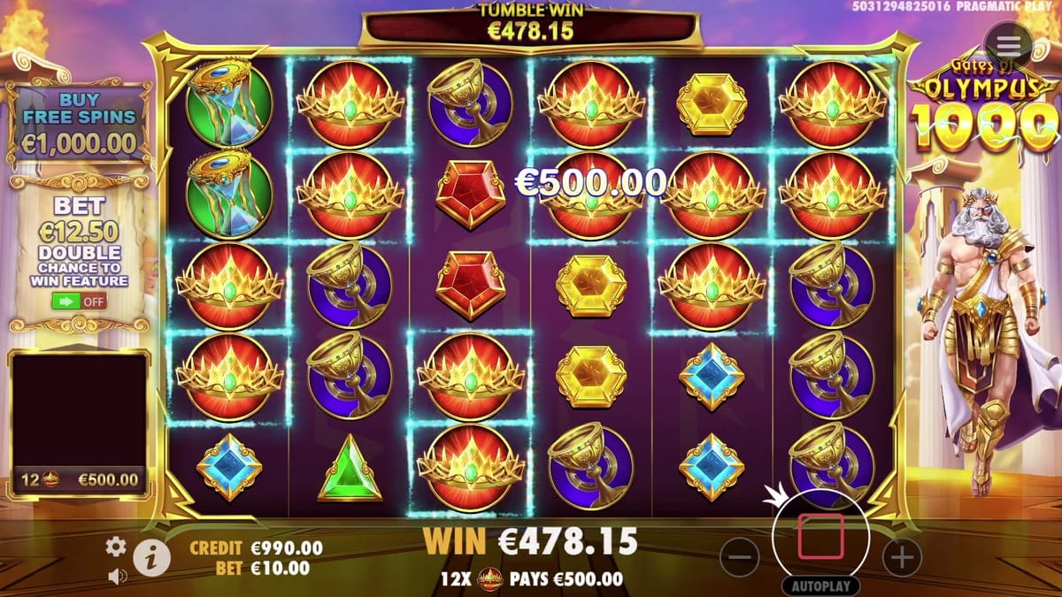 Gates of Olympus 1000 Free Spins com multiplicador cumulativo de Zeus acumulando na grade. Pragmatic Play.